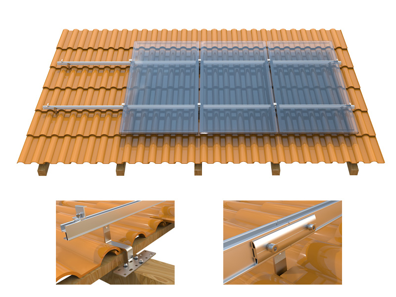 Easy Installation Solar Tile Roof Mounting System PV Bracket